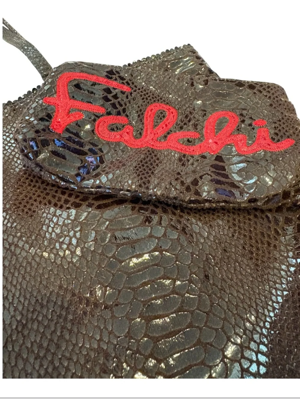 Carlos Falchi NWOT Oversized Embossed Snakeskin Tote Brown w/ Matching Zip Pouch